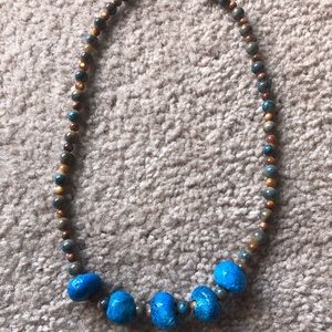 Unique handmade glass and ceramic beaded necklace